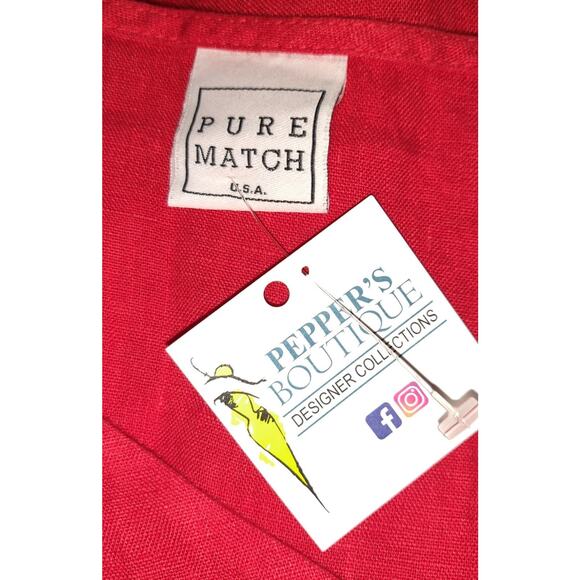 Pure Match Red Linen Top Sz L Lagenlook Boutique USA High Low NWT Sleeveless - Picture 6 of 14